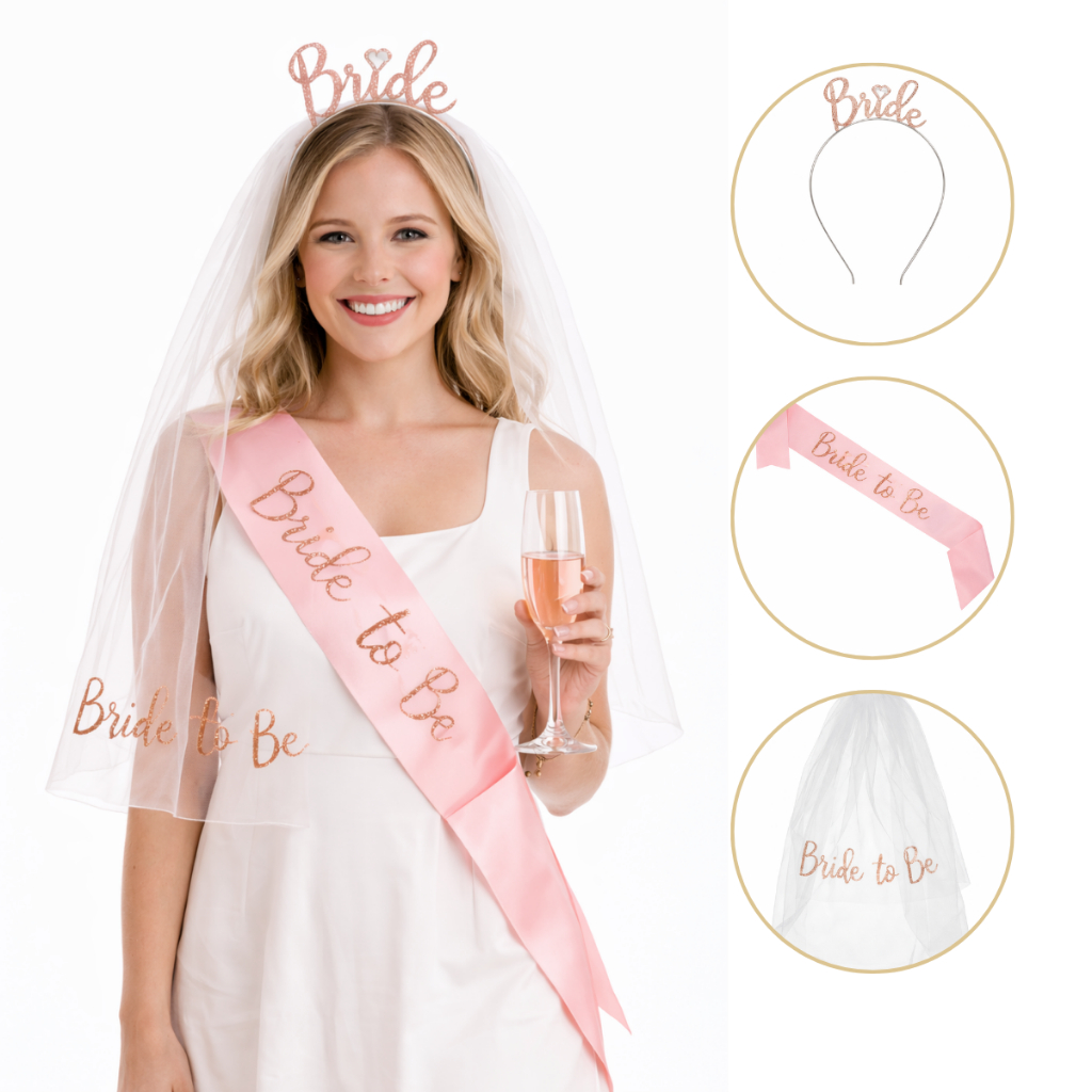 Kit Completo Casamento Noiva Véu Faixa Tiara Bride to be Rose Gold Despedida de Solteira Festa Chá de Lingerie Dourado em Oferta na Shopee