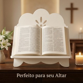 Porta Bíblia Ou Livros Em MDF Branco Suportes Para Leitura De Mesa em Oferta na Shopee