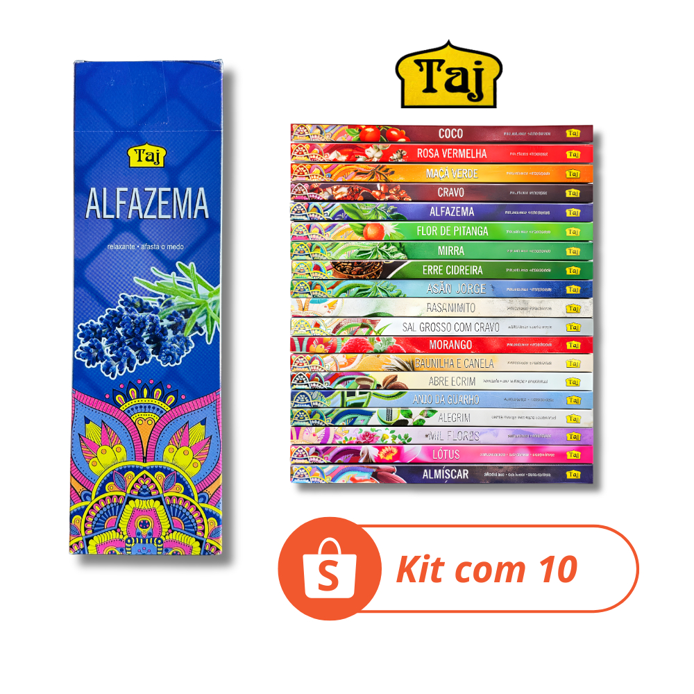 Imagem Kit 10 Incensos TAJ Sortidos Indiano Tradicionais - Aromas Exclusivos