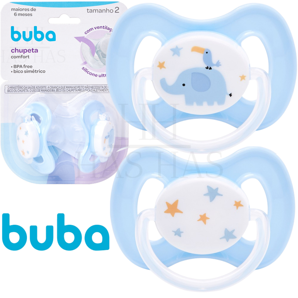 Kit 2 Chupetas Silicone Confort Ultra Soft +6 Meses Tamanho 2 Recém Nascido Bebe Bico Azul Buba em Oferta na Shopee