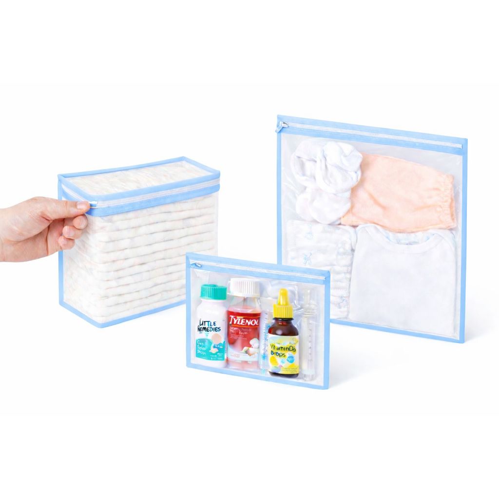 Kit 10 Peças Maternidade – 6 Saquinhos Organizadores + 4 Porta Fralda/Remédio Necessaire