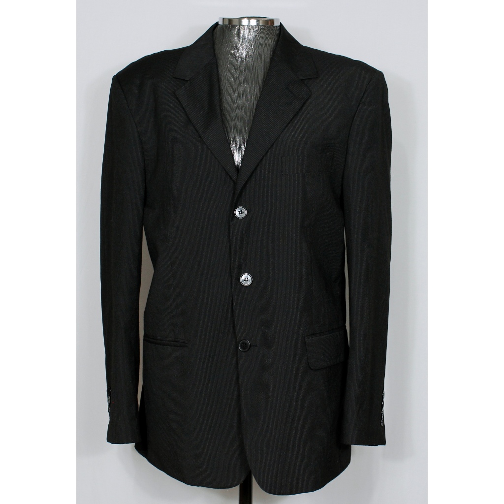 Blazer social alfaiataria masculina preto risca de giz - Veste 50M - Ref. 5461 (brechó)