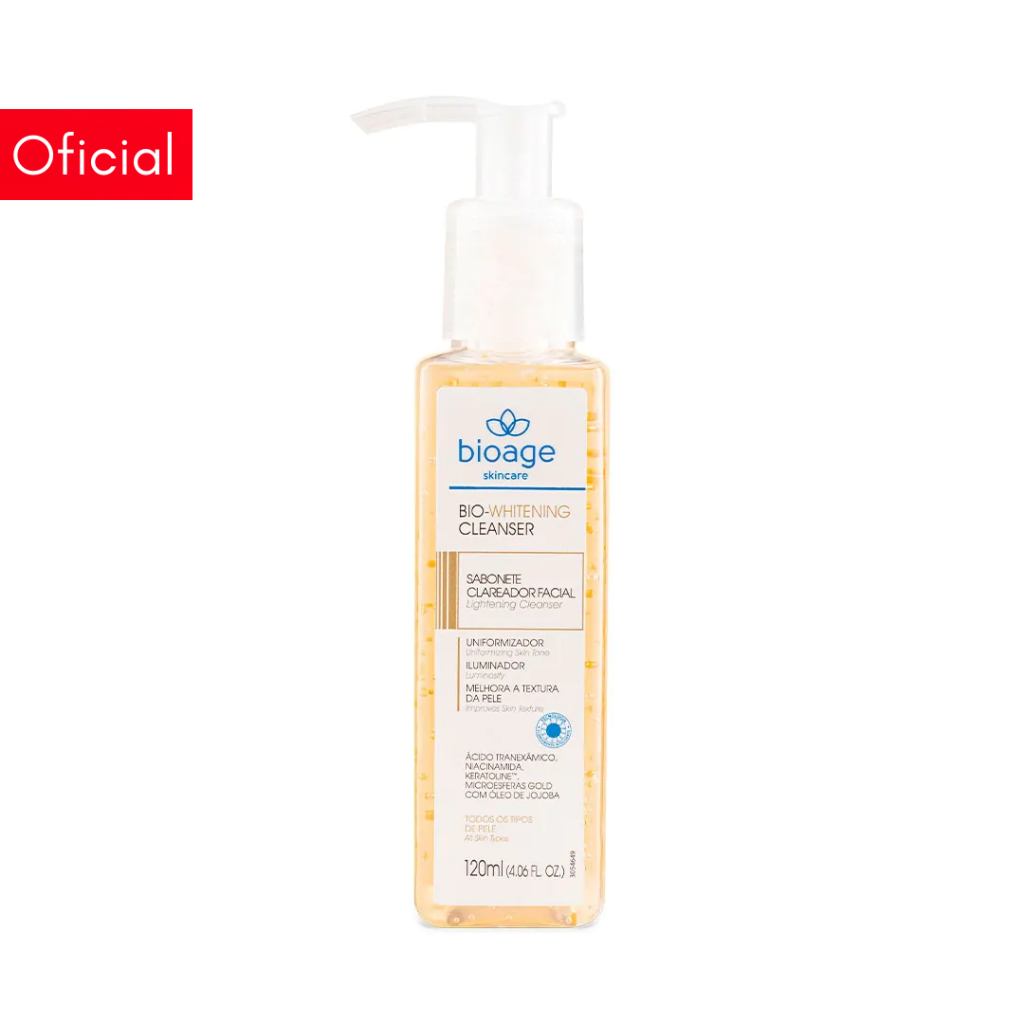Sabonete Facial Clareador Uniformizador e Iluminador - Bio-Whitening Cleanser Bioage 120ml em Oferta na Shopee