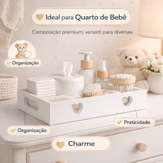 Bandeja Coração, Amor, Branca p/ Utilidade, Presente, Café da Manhã em Oferta na Shopee