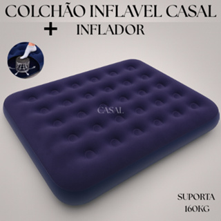 COLCHÃO INFLAVEL CASAL  +  BOMBA DE AR  SUPORTA 150KG CAMPING PISCINA MULTIUSO INFLADOR ACLOPADO em Oferta na Shopee