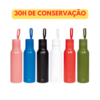 GARRAFA TÉRMICA COM ALÇA 500 ML ÁGUA QUENTE/FRIA INOX VERMELHO/ROSA/VERDE/AZUL/PRETO/BRANCO  - MOR em Oferta na Shopee