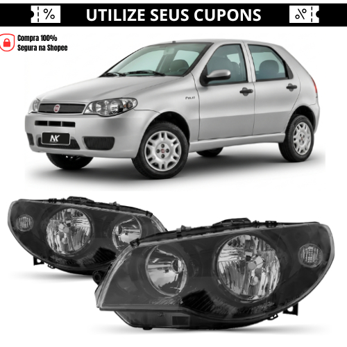 Par/Un Farol Dianteiro Palio Siena Strada G3 2004 2005 A 2016 Máscara Negra Aro Preto