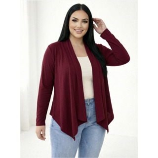 Cardigan Feminino Plus Size Casaquinho Kimono Elegante Caimento Perfeito Meia Estação G1 G2 G3 em Oferta na Shopee