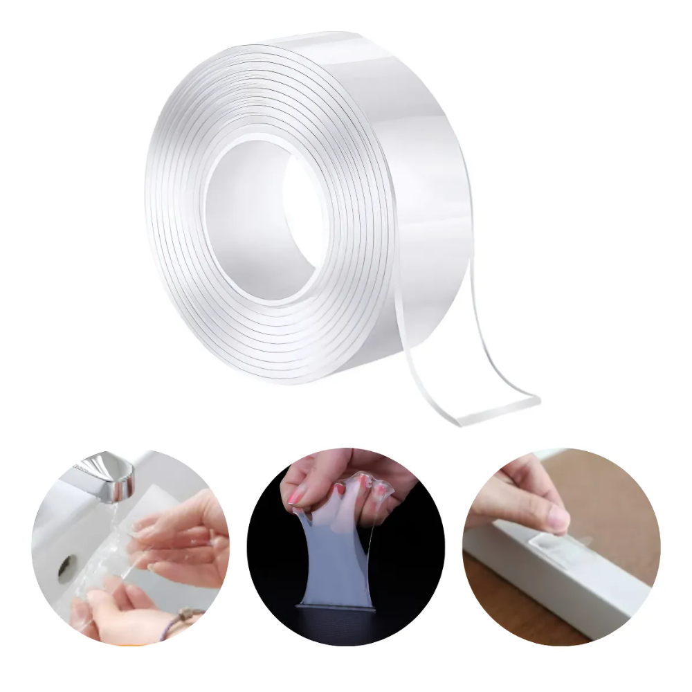 Fita Dupla Face Transparente 5m ou 3m – Extra Forte com NanoGel Lavável