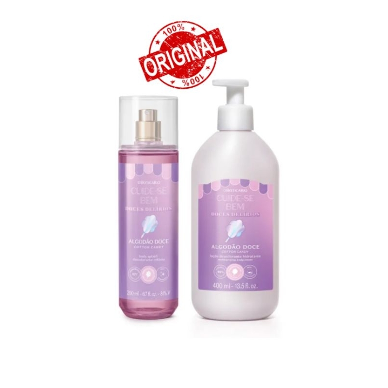Cuide-se Bem Doces Delírios Algodão Doce: Body Splash 200ml - Loção Corporal 400ml