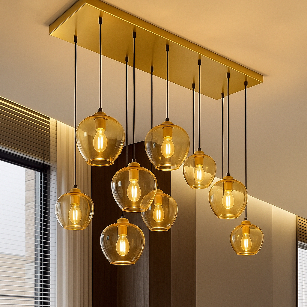 Lustre Pendente Luar Moderno Base 20x70 Sala Jantar V Cores estrutura dourado bivolt