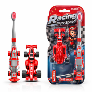 Escova Dental Infantil Menino com Brinquedo Carrinho Fórmula 1, Cerdas Ultra Macias, Cabeça Pequena, Cabo Ergonômico em Oferta na Shopee