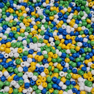 Miçanga miçangão em vidro cores bandeira do Brasil copa para artesanatos em Oferta na Shopee