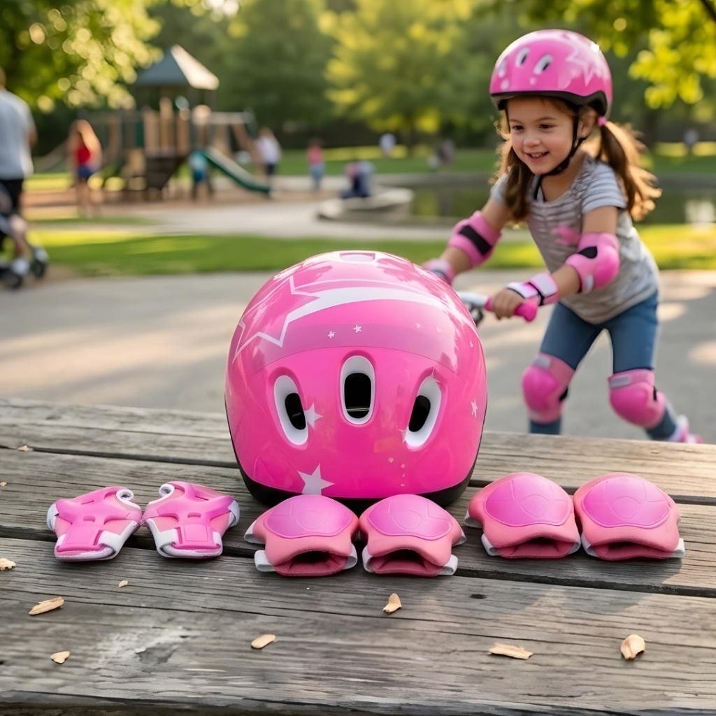 Kit de Proteção Infantil esportivo - Capacete, joelheiras cotoveleiras e luvas - Para Patins Patinete Bike Skate