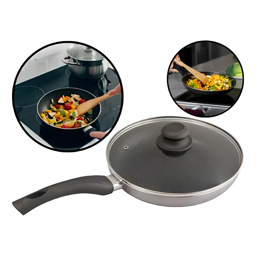 Frigideira Antiaderente Wok De Aluminio Com Tampa Panela Grande