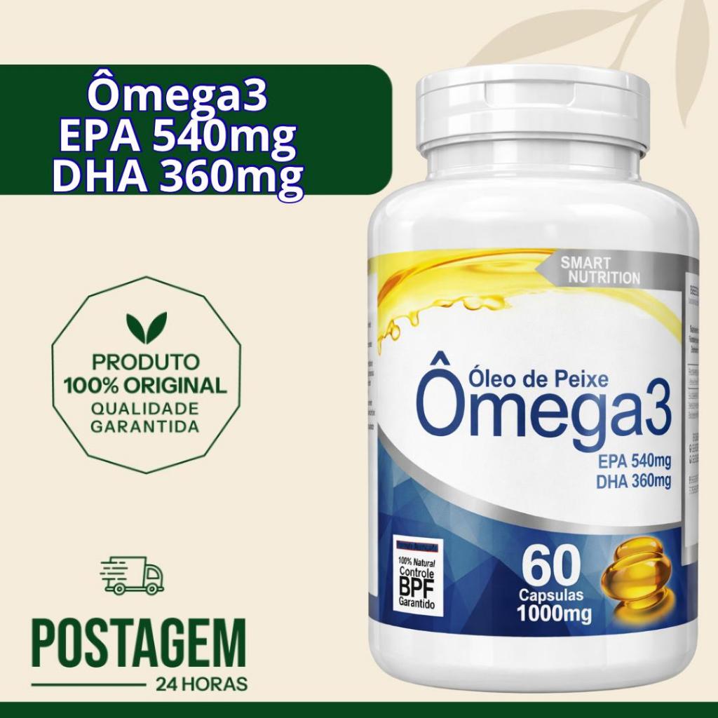 Ômega 3 Óleo de Peixe 1000mg – 60 Cápsulas | EPA 540mg DHA 360mg
