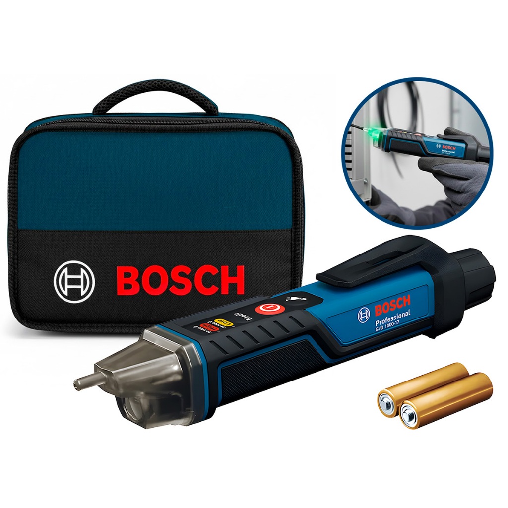 Detector Tensão Alerta Luminoso Sonoro 1000v Com Bolsa Bosch Para Transporte