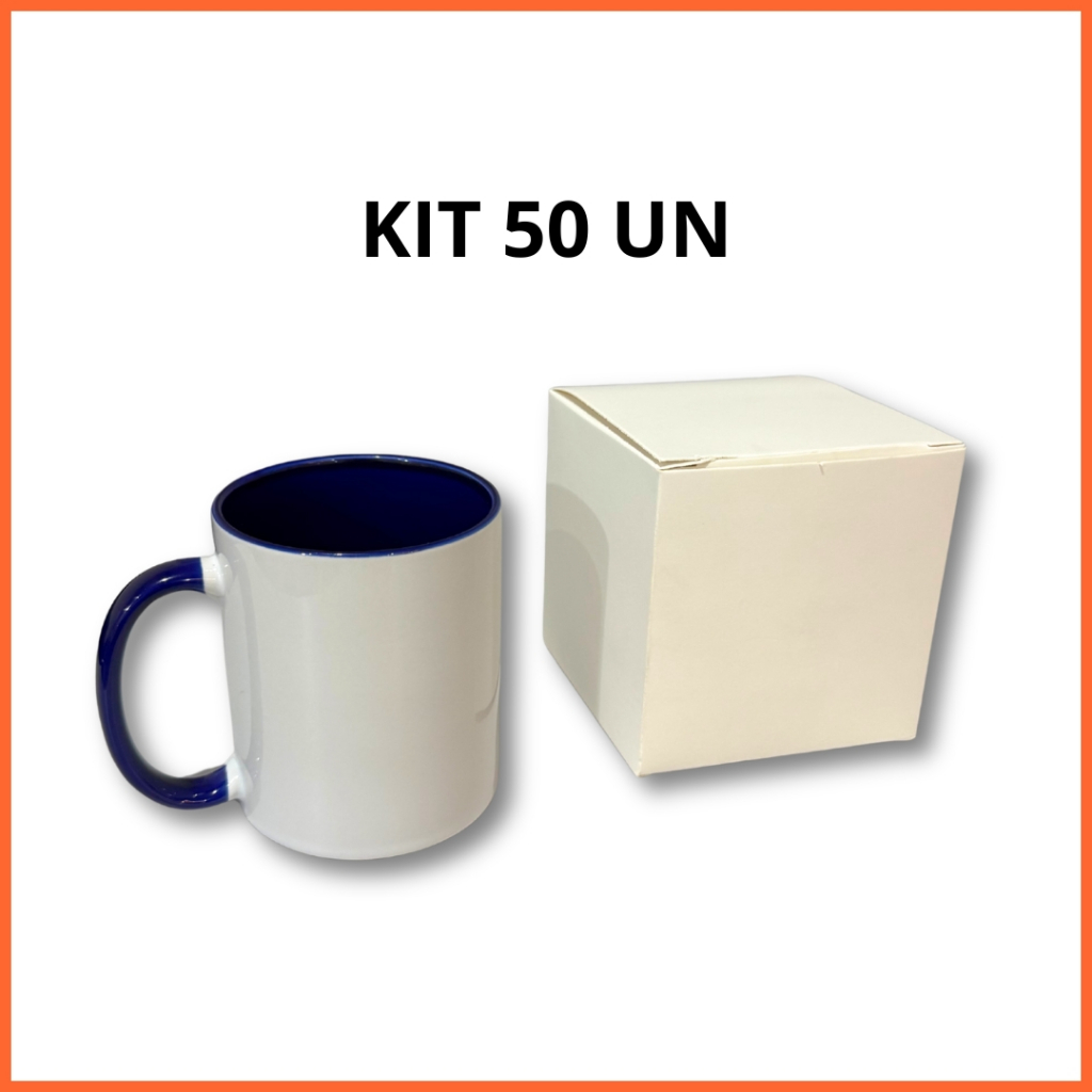 Kit 50 un Caixa para Caneca 325ml Branca Papel cartão resistente 300g