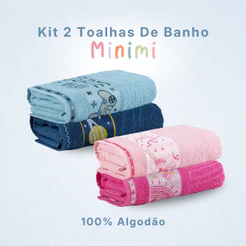 Jogo de Toalhas de Banho Infantil Minimi 2 Peças 100% Algodão (315g/m²) - 1,15m x 75cm