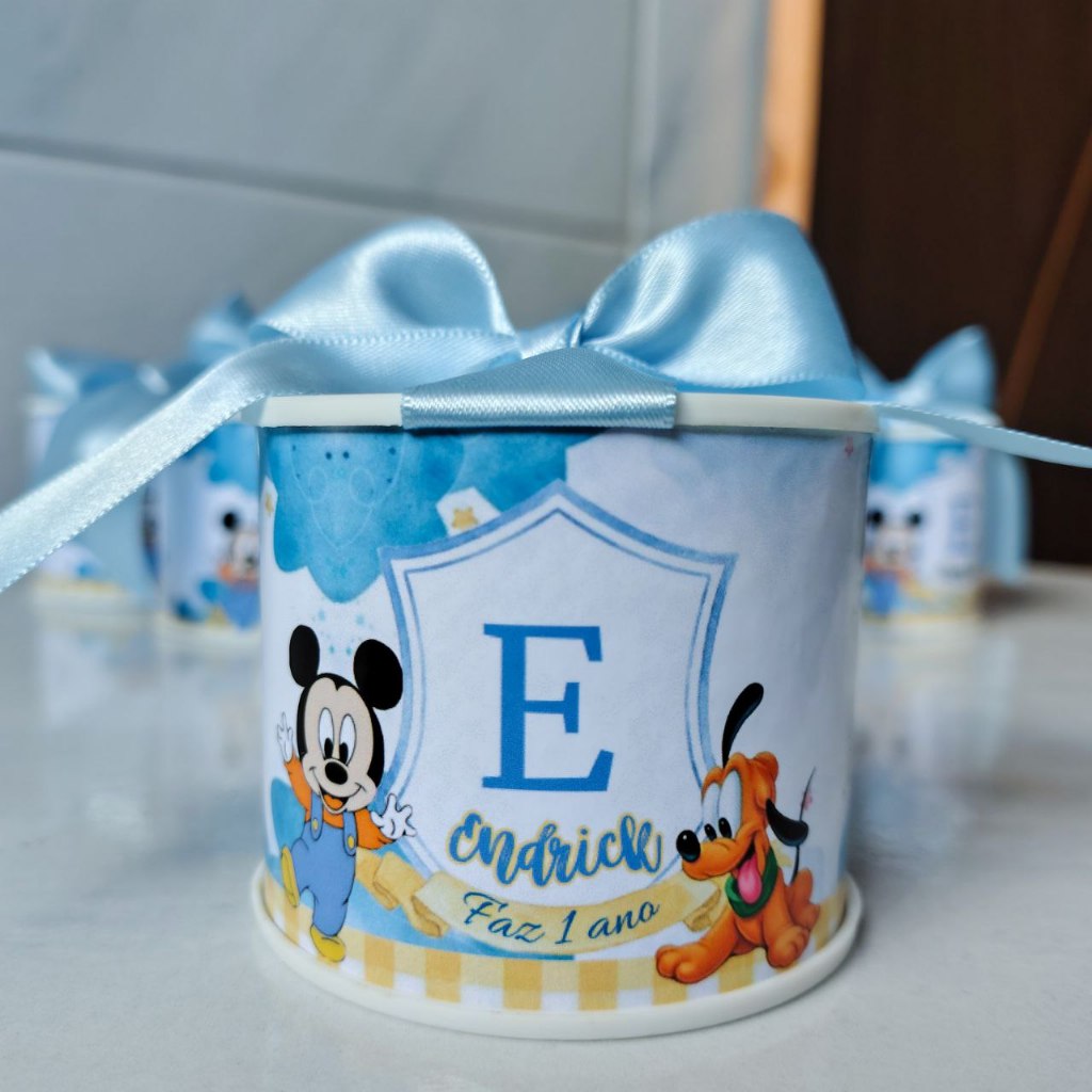 Kit mini tubolatas personalizadas mickey baby 5x6 - chá de bebê, chá revelação, lembrancinhas maternidade, aniversário