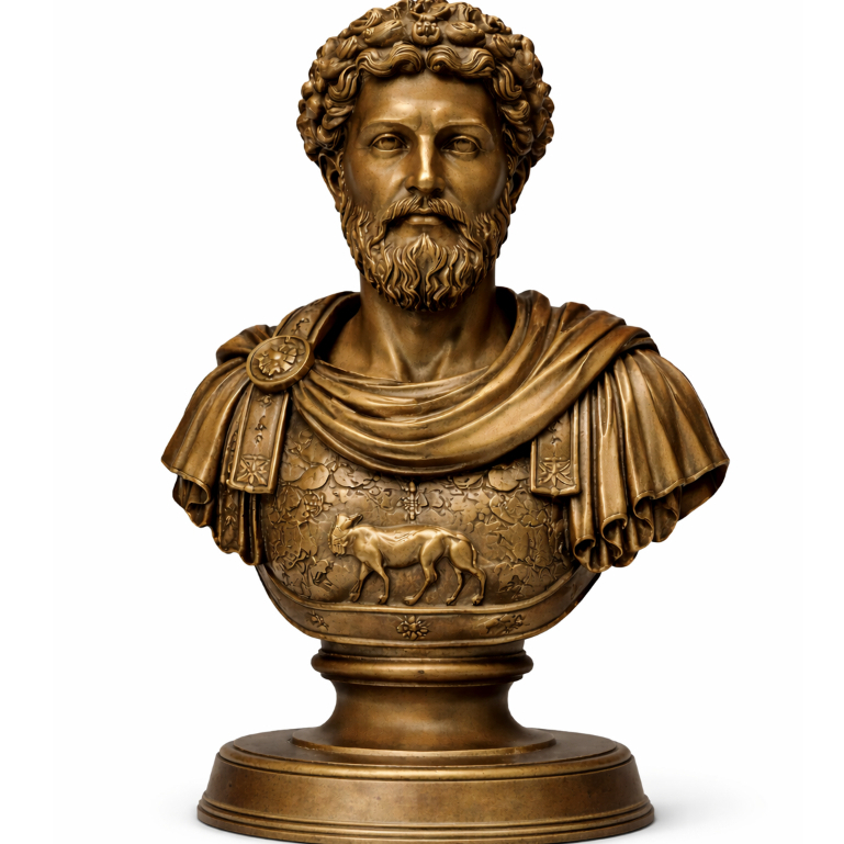 Busto Marco Aurélio 13cm Escultura Romana Decorativa Estilo Bronze Estátua Filosofia Estoica