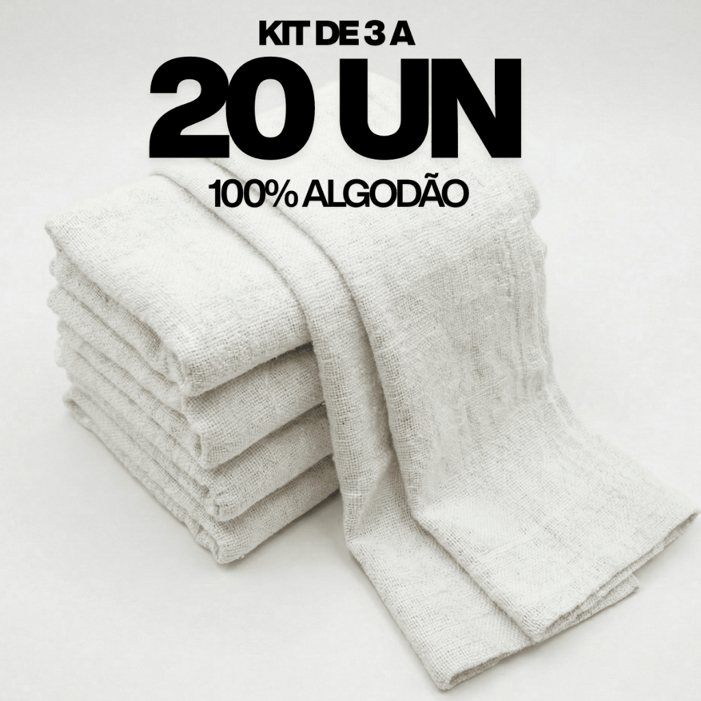 Kit Panos de Chão Grande Duplo Alvejado 100% Algodão – Alta Absorção e Limpeza Pesada em Oferta na Shopee