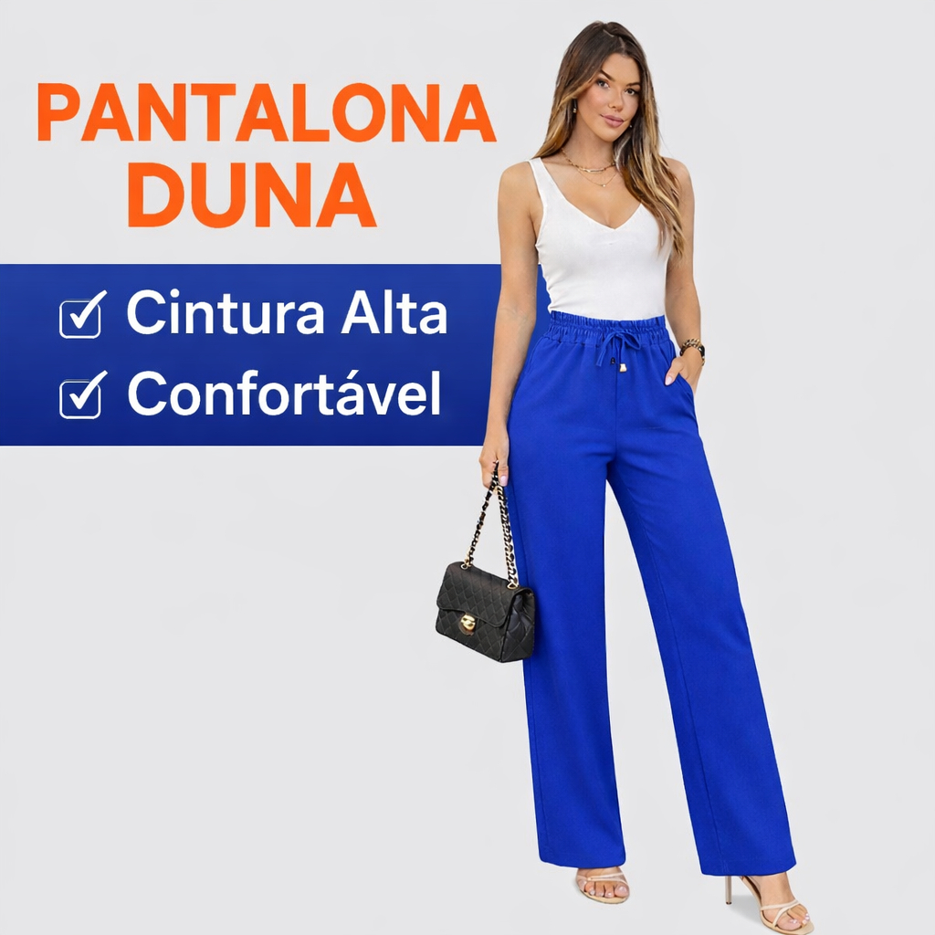 Calça Pantalona Feminina Tecido Duna Cintura Alta Wide Leg Elegante Confortável Moda 2026