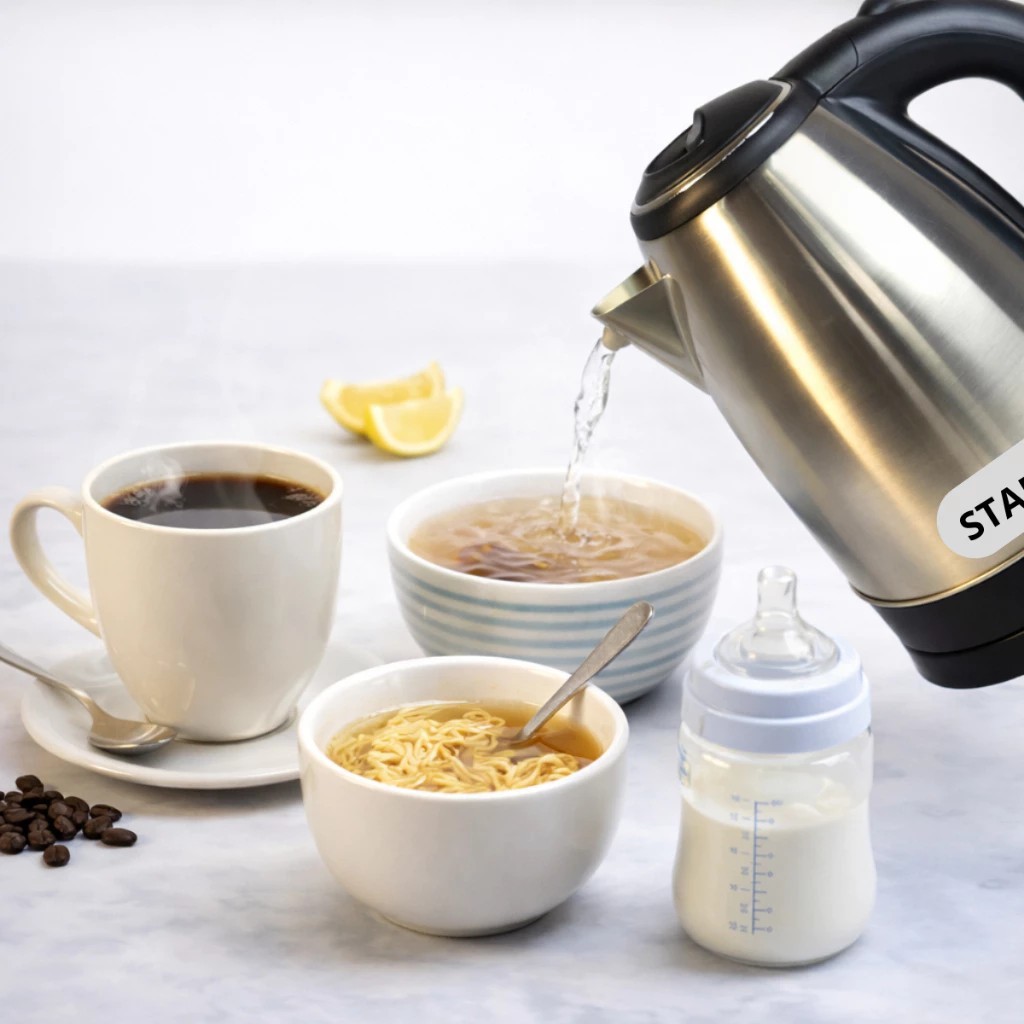 Chaleira Elétrica Inox 1,8L Potente Ferve Água Rápido Desliga Sozinha 110V 220V Café Chá