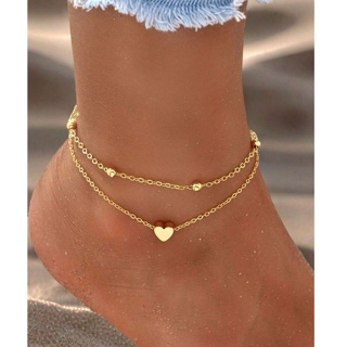 Conjunto 2 Tornozeleiras Mini Coração e Bolinha Delicada Banhada a Prata 925 ou Ouro18k em Oferta na Shopee