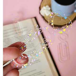 kit3/5/10 Marcador de Página de Acrílico Transparente e Confetes Coloridos | Papelaria Fofa Criativa em Oferta na Shopee