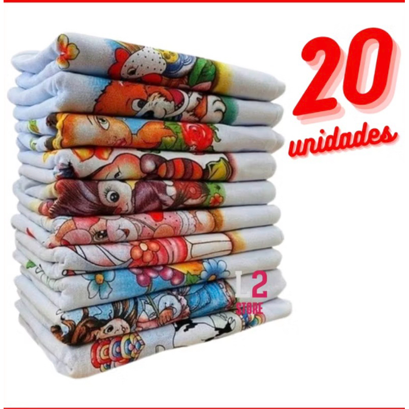 Pano de Prato Algodão Kit 20 Tradi Grande 44x65 Pano de Cozinha Pano de Copa Louça Absorvente Estampado Econômico Oferta