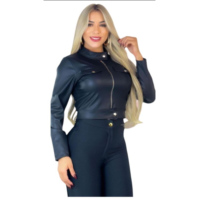 jaqueta de couro sintético premium moderno 2026 em Oferta na Shopee