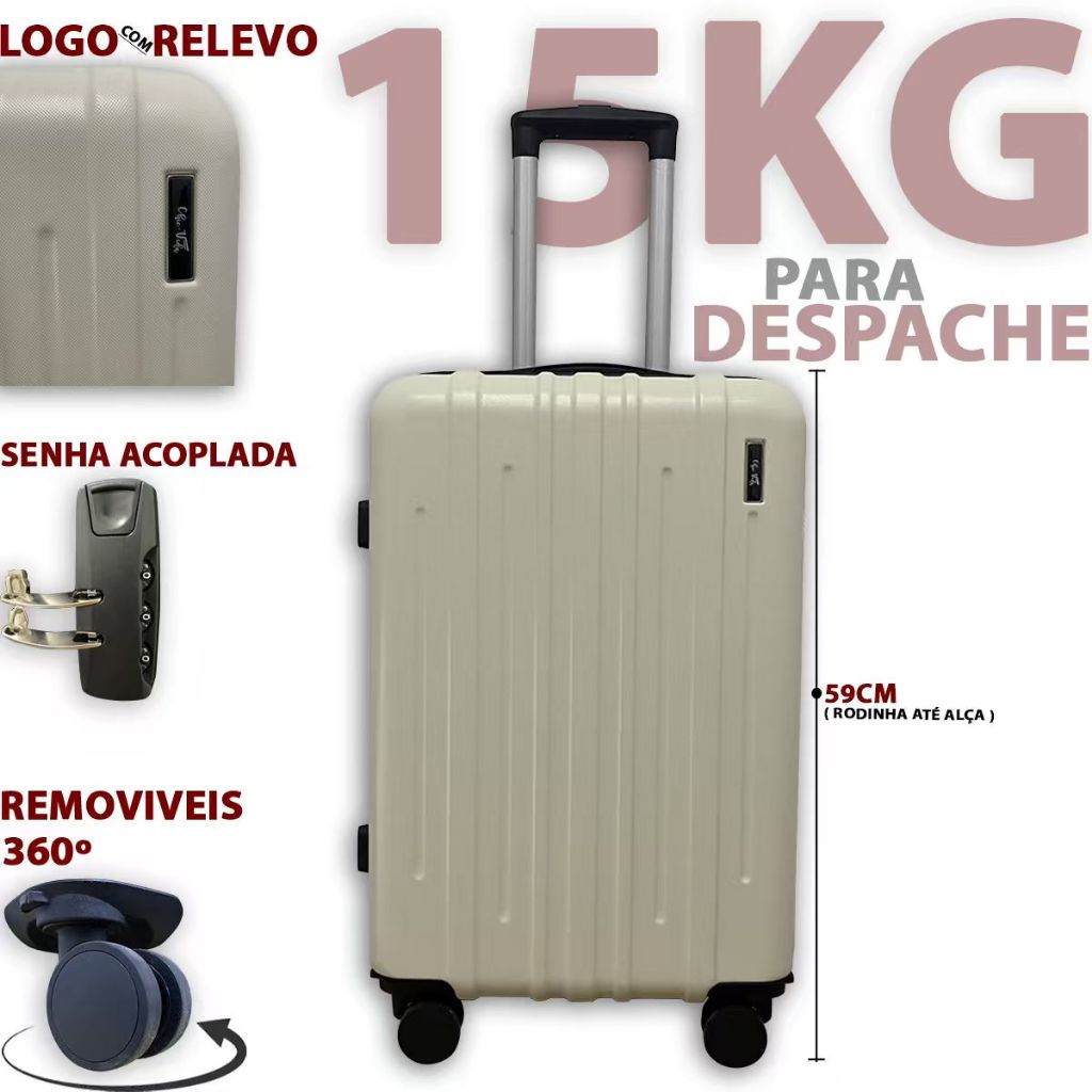 Mala de viagem ABS de 15KG - 20KG 12KG de rodinha 360º mala media com senha promocao menor preço