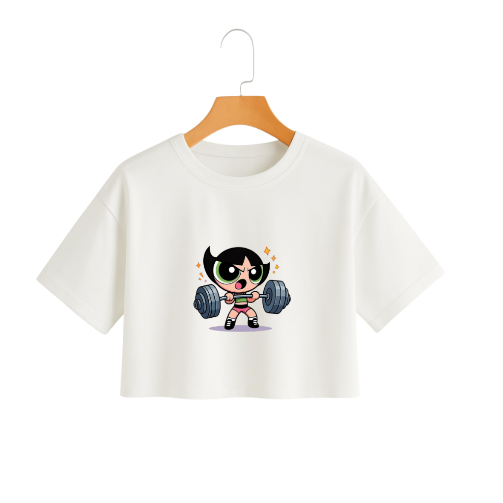 Cropped meninas super poderosas Docinho Algodão Premium Camiseta curta branca