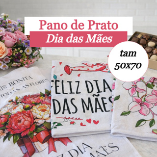 4 Panos de Prato Copa Especial Presente Dia das Mães Estampado 50x70 Pé de Galinha em Oferta na Shopee