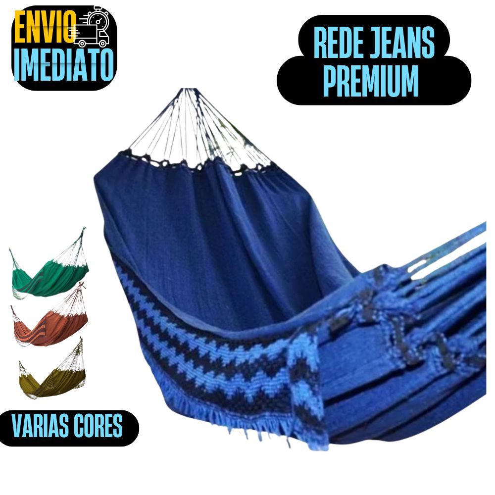Rede Dormir Casal Ou Solteiro Reforçada Jeans Luxo Confortável Macia Descanso Premium