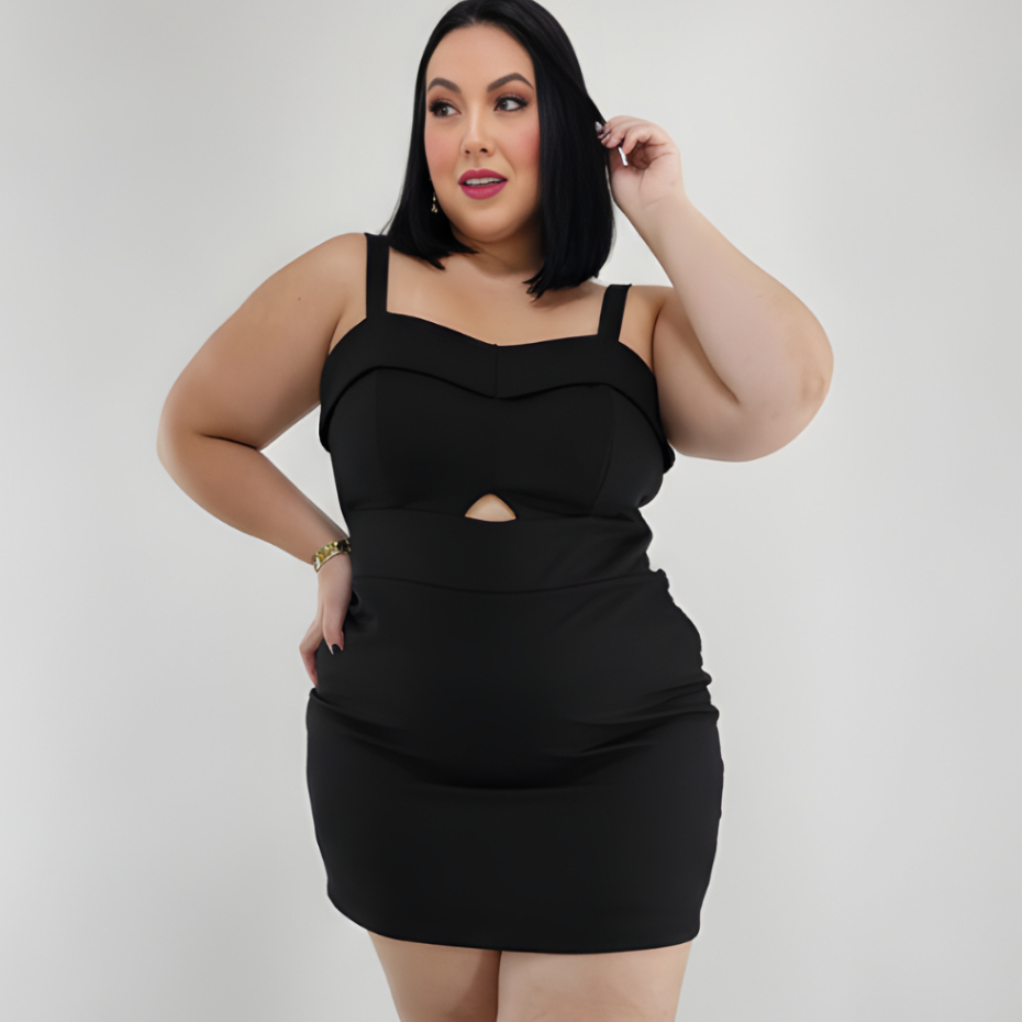 Vestido PLUS SIZE Alfaiataria Feminino Curto Elegante G1-G2 Moda Festa