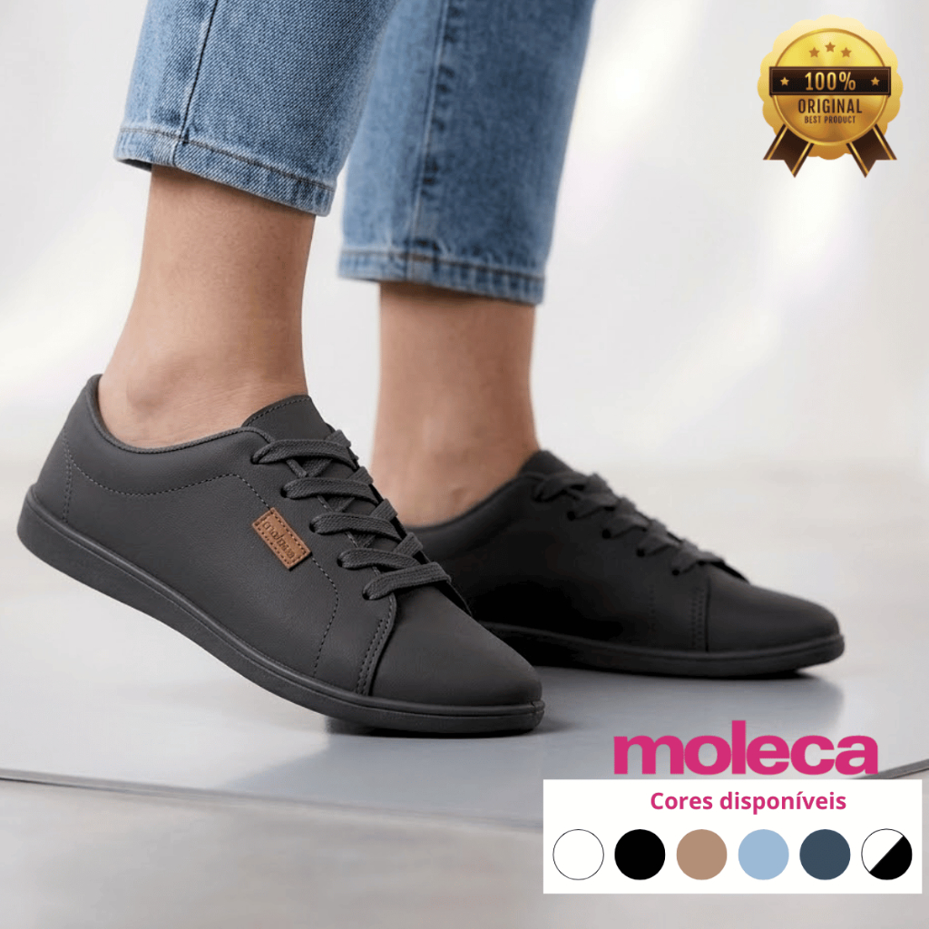 Tênis Moleca Feminino Casual Minimalista Leve Napa Lona Cadarço Neo Modern Confortável Original em Oferta na Shopee