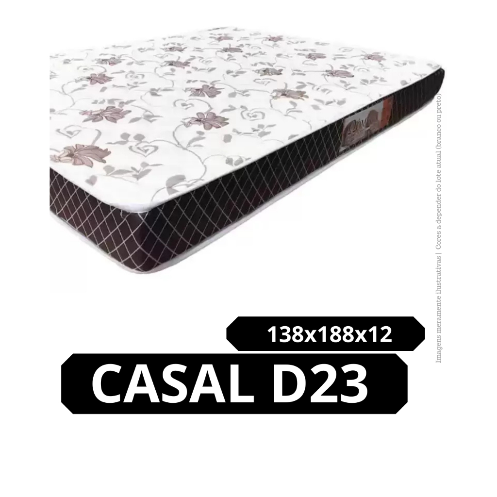 Colchão D23 Casal 12cm em Espuma Média Densidade 23 Suporte Intermediario Tecido Resistente Uso Diário Firme