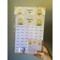 1 Bingo personalizado no tema Abelhinha para chá de bebê - cartelas personalizadas - lembrancinha