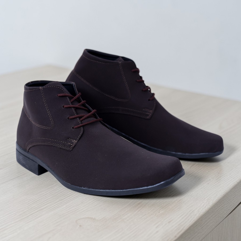 Bota Botina Social Masculina Couro Country Básica Cano Alto Nobuck Ref 1090