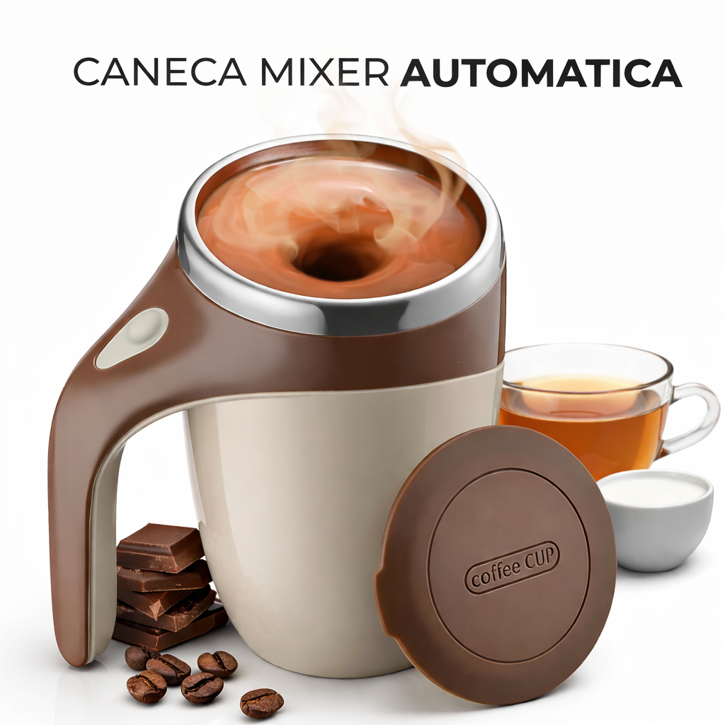 Imagem Caneca Mixer Automática Recarregável Inox 380ml Misturador Elétrico para Café, Shakes e Proteínas