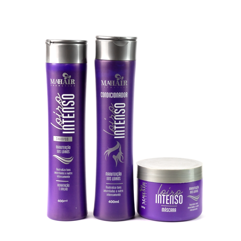 Kit Capilar Shampoo Condicionador e Máscara Capilar Loiro Intenso Matizador Mahair Promoção! em Oferta na Shopee