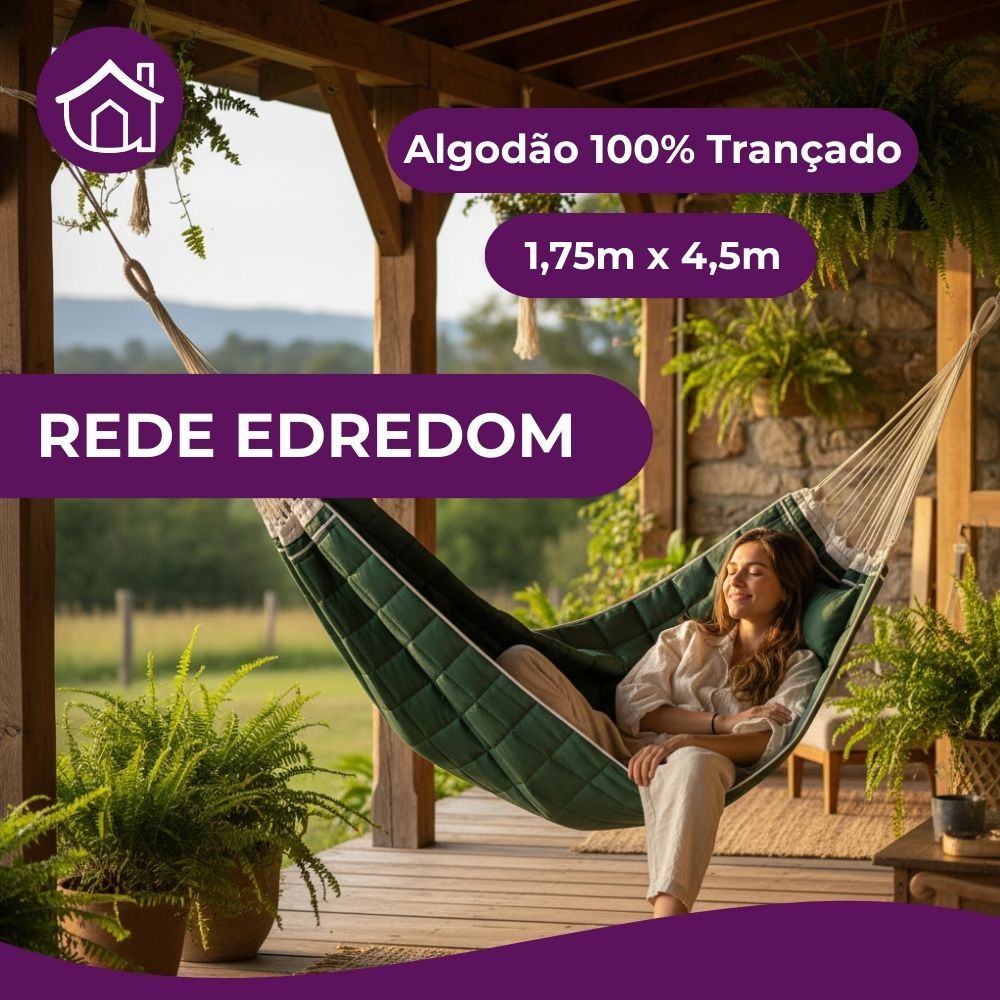 Rede Descanso Edredom 4,5m Algodão Trançada Reforçada Macia Conforto Família Varanda Dormir Jardim