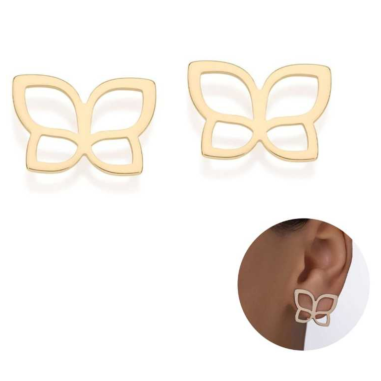 Brinco Rommanel formato borboleta banhado a ouro 18k 527564 edição limitada em Oferta na Shopee