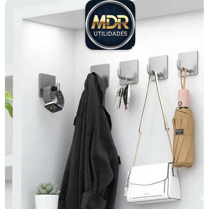 suporte em gancho  pra cozinha , banheiro e quarto etc…  multiuso aço inoxidável kit com 1,2 e 4