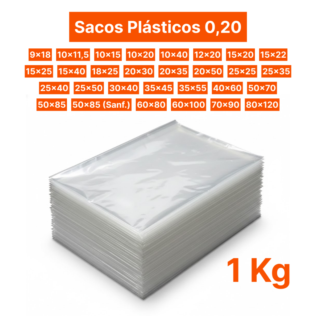 1kg Sacos Plásticos PE (escolha Sua Medida) Espessura 0,20 em Oferta na Shopee