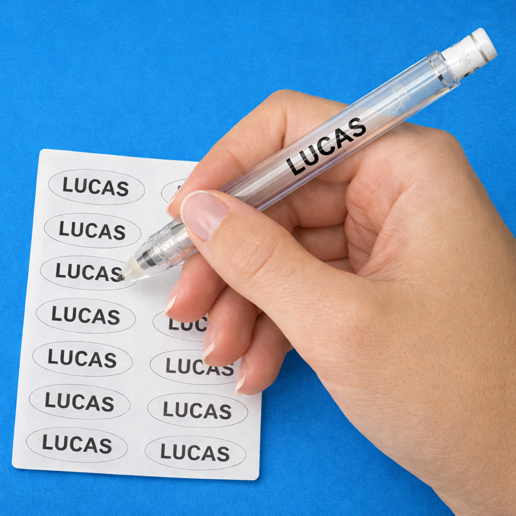 Kit escolar Adesivo nome personalizado Vinil TRANSPARENTE Envio 24 Horas
