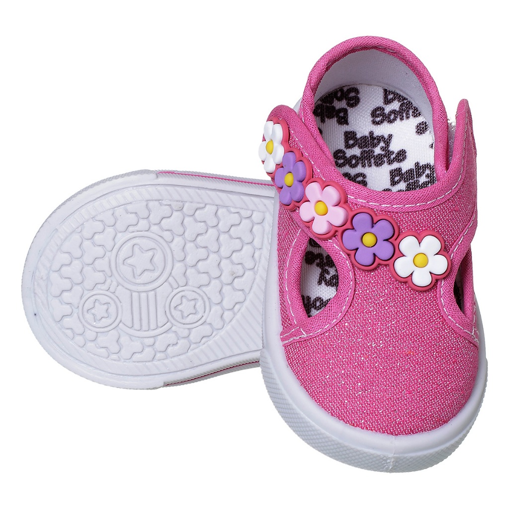 Tênis Infantil Meninas Flor Velcro Macio Casual Confortável Promoção 15 ao 24 TSPI13