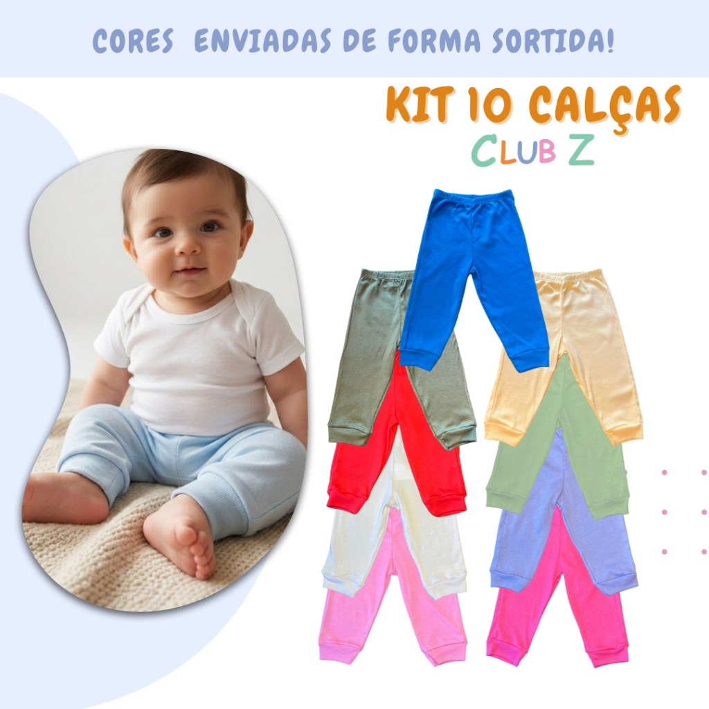 KIT 10 CALÇAS PARA BEBÊ em Oferta na Shopee